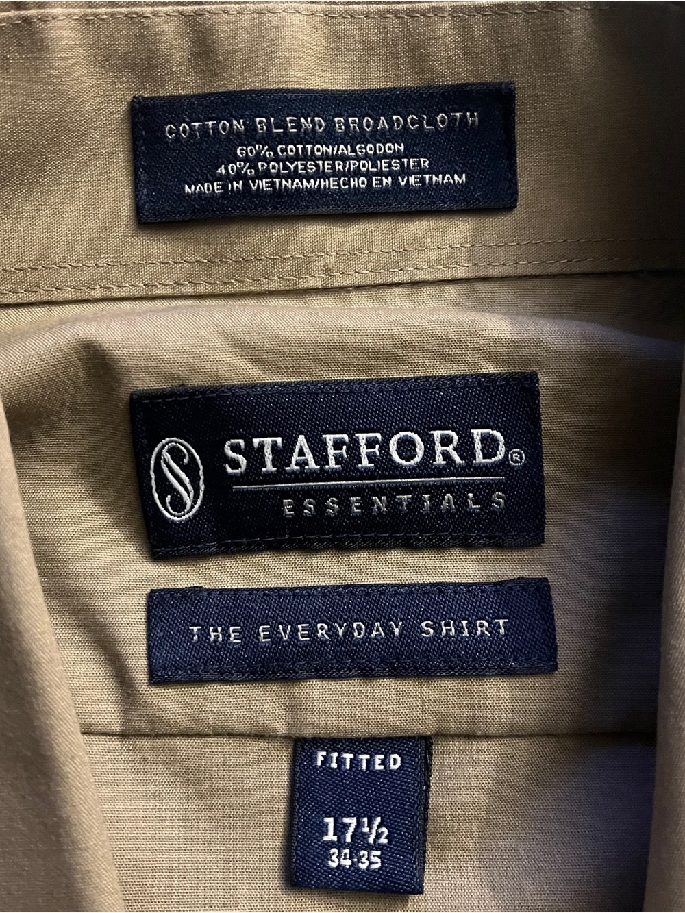 Stafford Khaki Shirt with Navy Labels